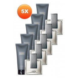 Avon Luck Erkek Parfüm ve Saç Vücut Şampuanı Hediye Paketi Beşli Set